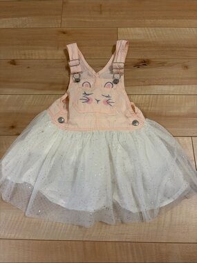 Pink bunny overall dress with glitter skirt